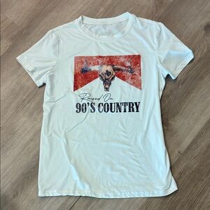 SHEIN White Graphic Tee with Red and Black Design